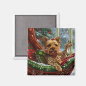 Yorkshire Terrier Dog Weihnachtsfest Magnet (Vorderseite/Rückseite)