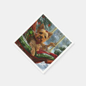 Yorkshire Terrier Dog Weihnachtsfest Serviette (Ecke)