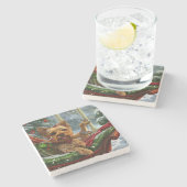 Yorkshire Terrier Dog Weihnachtsfest Steinuntersetzer (Seitenansicht)