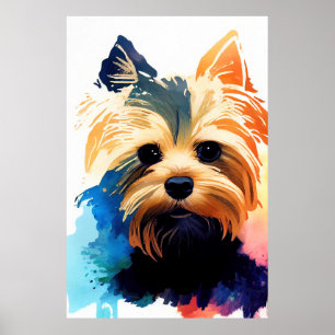 Yorkshire Terrier Dog Wild Nature Animal Colors Ar Poster