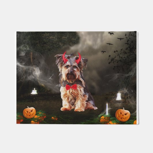 Yorkshire Terrier Dog zu Halloween Fußmatte (Vorderseite)