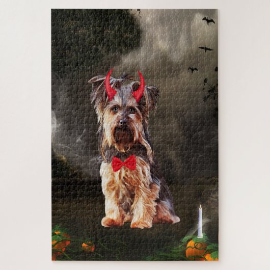 Yorkshire Terrier Dog zu Halloween Puzzle (Vertikal)