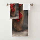 Yorkshire Terrier Dog zu Weihnachten im Schnee Badhandtuch Set (Insitu)