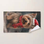 Yorkshire Terrier Dog zu Weihnachten im Schnee Badhandtuch Set (Handtuch)