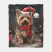Yorkshire Terrier Dog zu Weihnachten im Schnee Fleecedecke (Vorderseite)