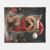 Yorkshire Terrier Dog zu Weihnachten im Schnee Fleecedecke (Vorderseite (Horizontal))