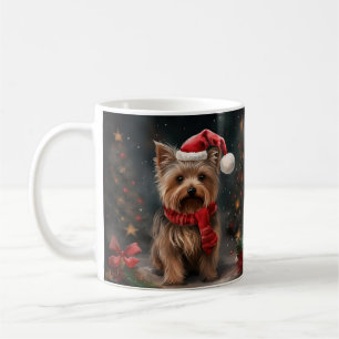 Yorkshire Terrier Dog zu Weihnachten im Schnee Kaffeetasse
