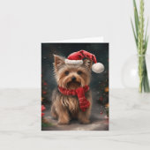 Yorkshire Terrier Dog zu Weihnachten im Schnee Karte (Vorderseite)