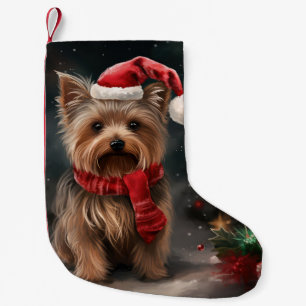 Yorkshire Terrier Dog zu Weihnachten im Schnee Kleiner Weihnachtsstrumpf