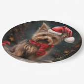 Yorkshire Terrier Dog zu Weihnachten im Schnee Pappteller (Schrägansicht)
