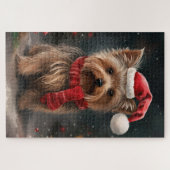 Yorkshire Terrier Dog zu Weihnachten im Schnee Puzzle (Horizontal)