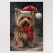 Yorkshire Terrier Dog zu Weihnachten im Schnee Puzzle (Vertikal)