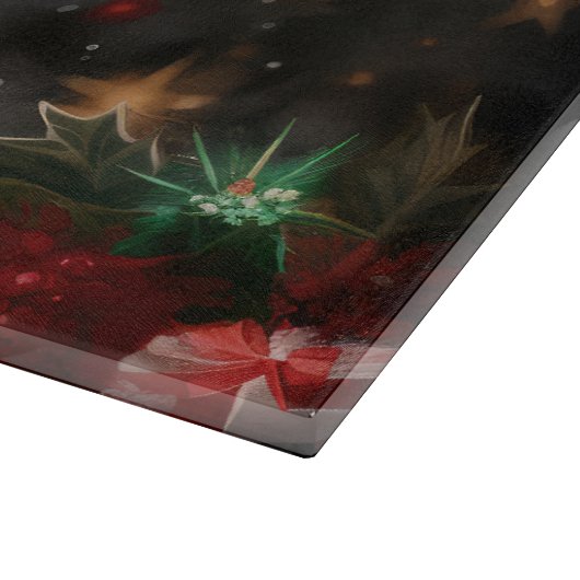 Yorkshire Terrier Dog zu Weihnachten im Schnee Schneidebrett (Ecke)