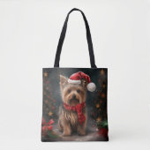 Yorkshire Terrier Dog zu Weihnachten im Schnee Tasche (Vorderseite)