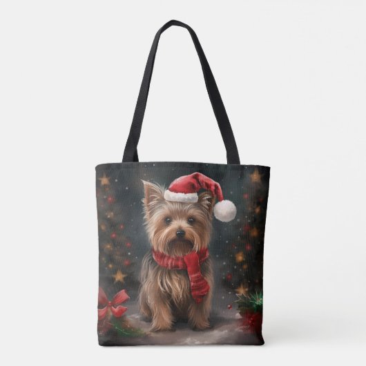 Yorkshire Terrier Dog zu Weihnachten im Schnee Tasche (Rückseite)