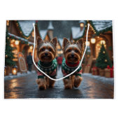 Yorkshire Terrier Dogs Christmas Snow Holiday  Große Geschenktüte (Vorderseite)