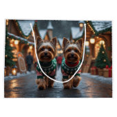 Yorkshire Terrier Dogs Christmas Snow Holiday  Große Geschenktüte (Rückseite)