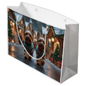 Yorkshire Terrier Dogs Christmas Snow Holiday  Große Geschenktüte (Rückseite Schrägansicht)
