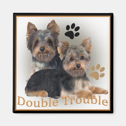 Yorkshire Terrier Double Trouble Geschenke Magnet (Vorne)