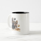 Yorkshire Terrier Double Trouble Geschenke Zweifarbige Tasse (Vorderseite Links)