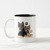 Yorkshire Terrier Double Trouble Geschenke Zweifarbige Tasse (Links)