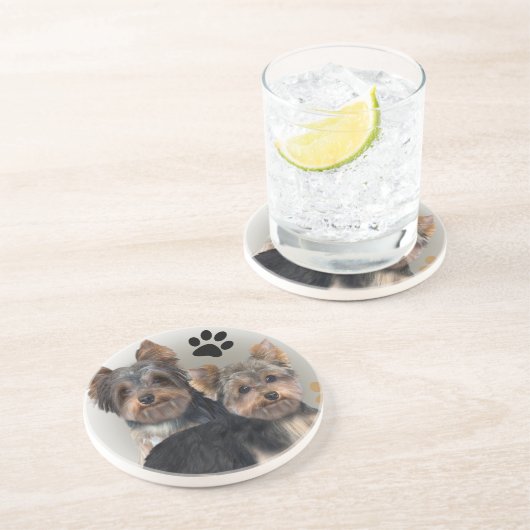 Yorkshire Terrier Double Trouble Untersetzer (Seite)