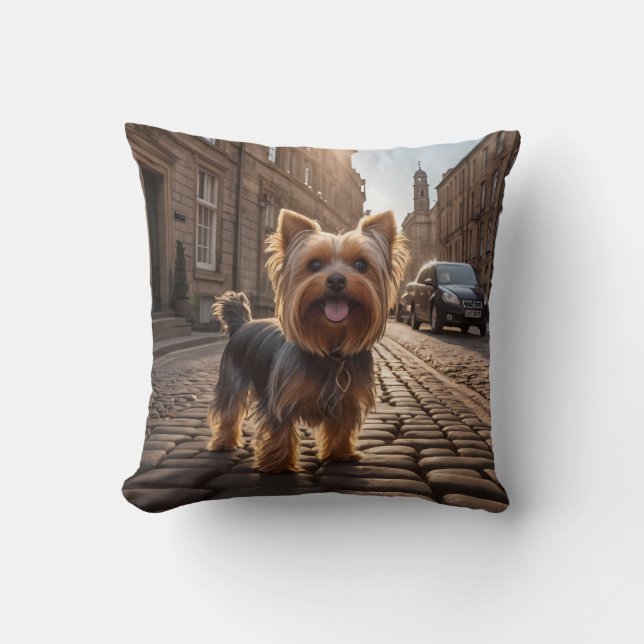 Yorkshire Terrier Elegant Throw Pillow Kissen (Vorderseite)
