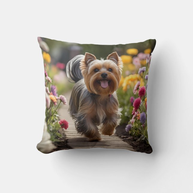 Yorkshire Terrier Elegant Throw Pillow Kissen (Vorderseite)