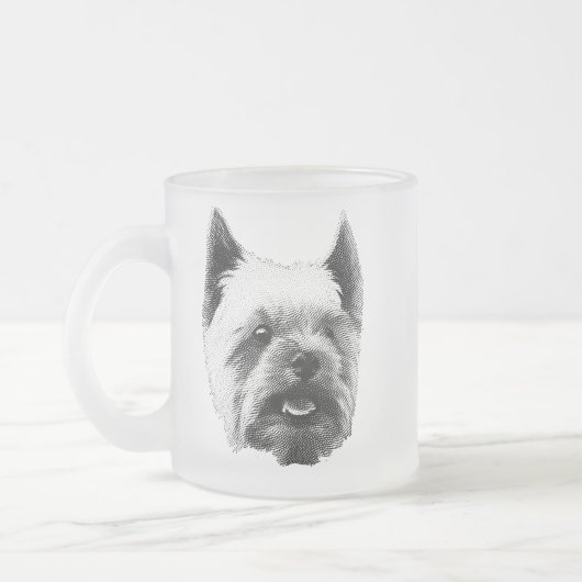 Yorkshire Terrier Etching Mattglastasse (Links)