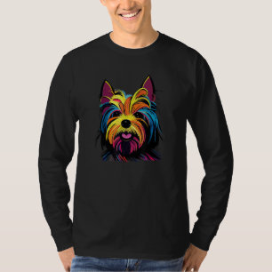 Yorkshire Terrier Farbige Pop-Porträt Yorkie Hund T-Shirt