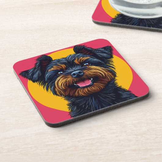 Yorkshire Terrier gegen einen hellen Hintergrund Getränkeuntersetzer (Linke Seite)