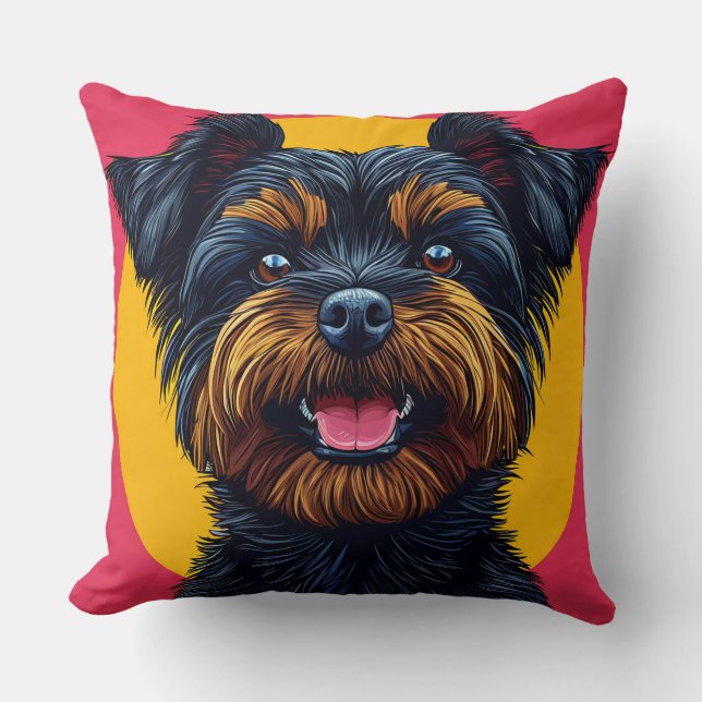 Yorkshire Terrier gegen einen hellen Hintergrund Kissen (Vorderseite)
