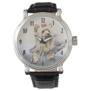 Yorkshire Terrier Gemälde - Süße originelle Hundek Armbanduhr