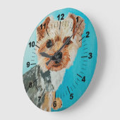 Yorkshire-Terrier-Gemälde von Alfred Fox Große Wanduhr (Winkel)
