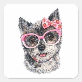 Yorkshire-Terrier-Geschenk für Hundebesitzer Quadratischer Aufkleber