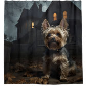 Yorkshire Terrier Halloween Beängstigend Duschvorhang (Vorderseite)
