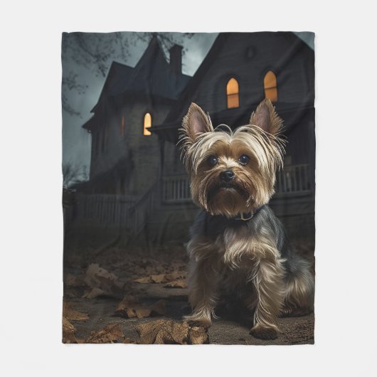 Yorkshire Terrier Halloween Beängstigend Fleecedecke (Vorderseite)