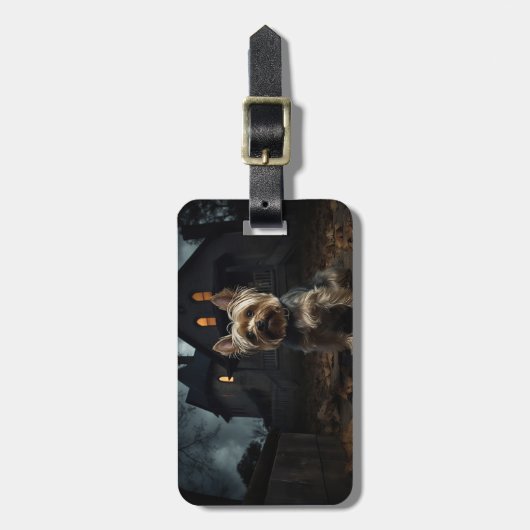 Yorkshire Terrier Halloween Beängstigend Gepäckanhänger (Vorderseite vertikal)