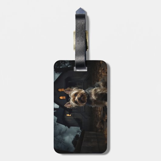 Yorkshire Terrier Halloween Beängstigend Gepäckanhänger (Rückseite vertikal)