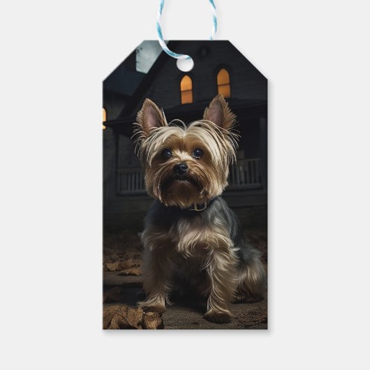 Yorkshire Terrier Halloween Beängstigend Geschenkanhänger (Vorderseite)