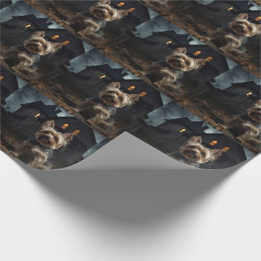 Yorkshire Terrier Halloween Beängstigend Geschenkpapier (Ecke)