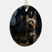 Yorkshire Terrier Halloween Beängstigend Keramik Ornament (Rechts)