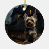 Yorkshire Terrier Halloween Beängstigend Keramik Ornament (Vorne)