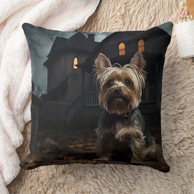 Yorkshire Terrier Halloween Beängstigend Kissen (Decke)