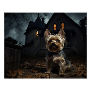 Yorkshire Terrier Halloween Beängstigend Poster