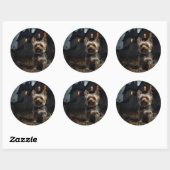 Yorkshire Terrier Halloween Beängstigend Runder Aufkleber (Blatt)