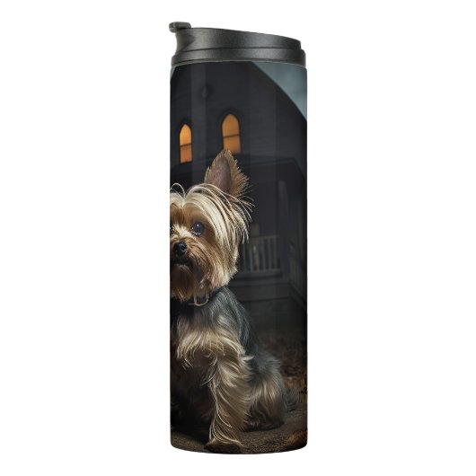Yorkshire Terrier Halloween Beängstigend Thermosbecher (Nach rechts gedreht)