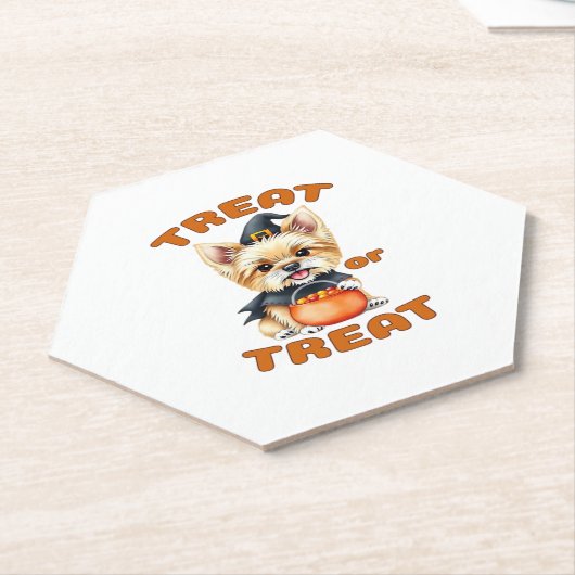 Yorkshire Terrier Halloween Dog Costume �Treat or Untersetzer (angewinkelt)