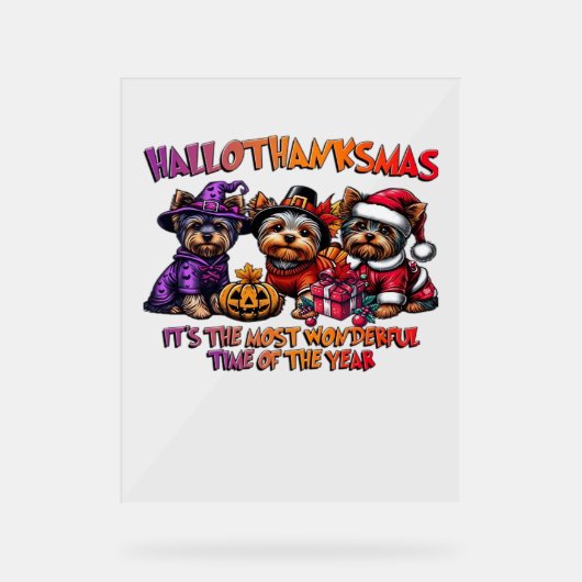Yorkshire Terrier Halloween Erntedank Weihnachten Acrylschild (Vorderseite)