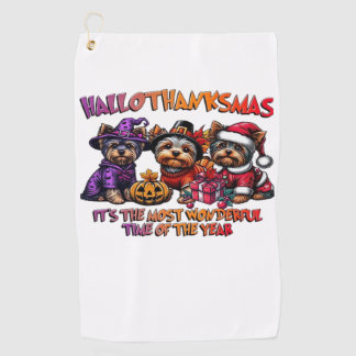 Yorkshire Terrier Halloween Erntedankfest Weihnach Golfhandtuch